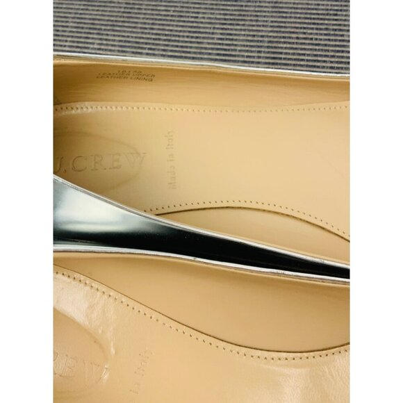 J Crew Italian womens shoes all leather flat slip on low front silver/gold heel - Picture 8 of 11